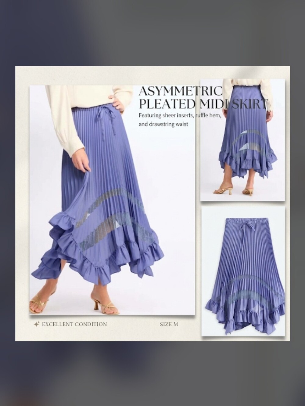 Few Moda Asymmetric Pleated Midi Skirt in Periwinkle